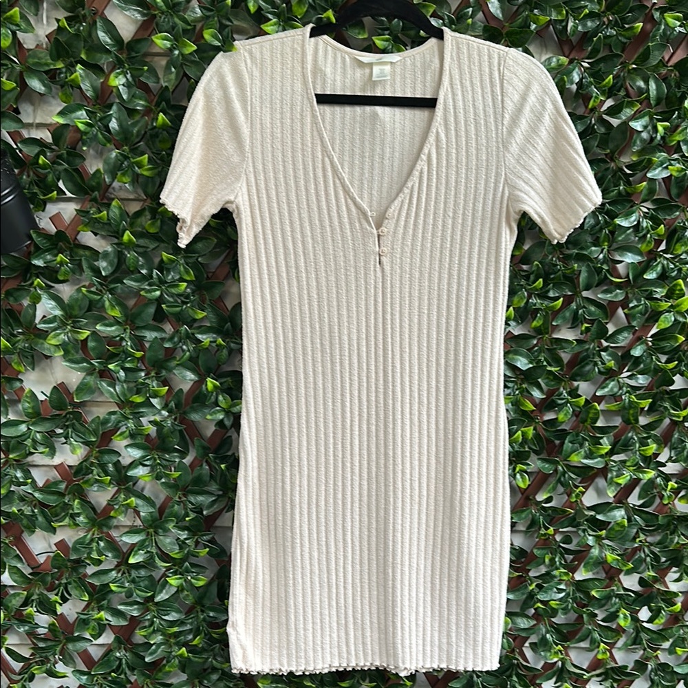 H&M Beige Textured Knit Dress